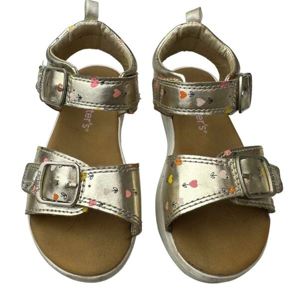 Carter's Colette Sandal with velcro in Gold with Hearts 10 - Picture 1 of 10